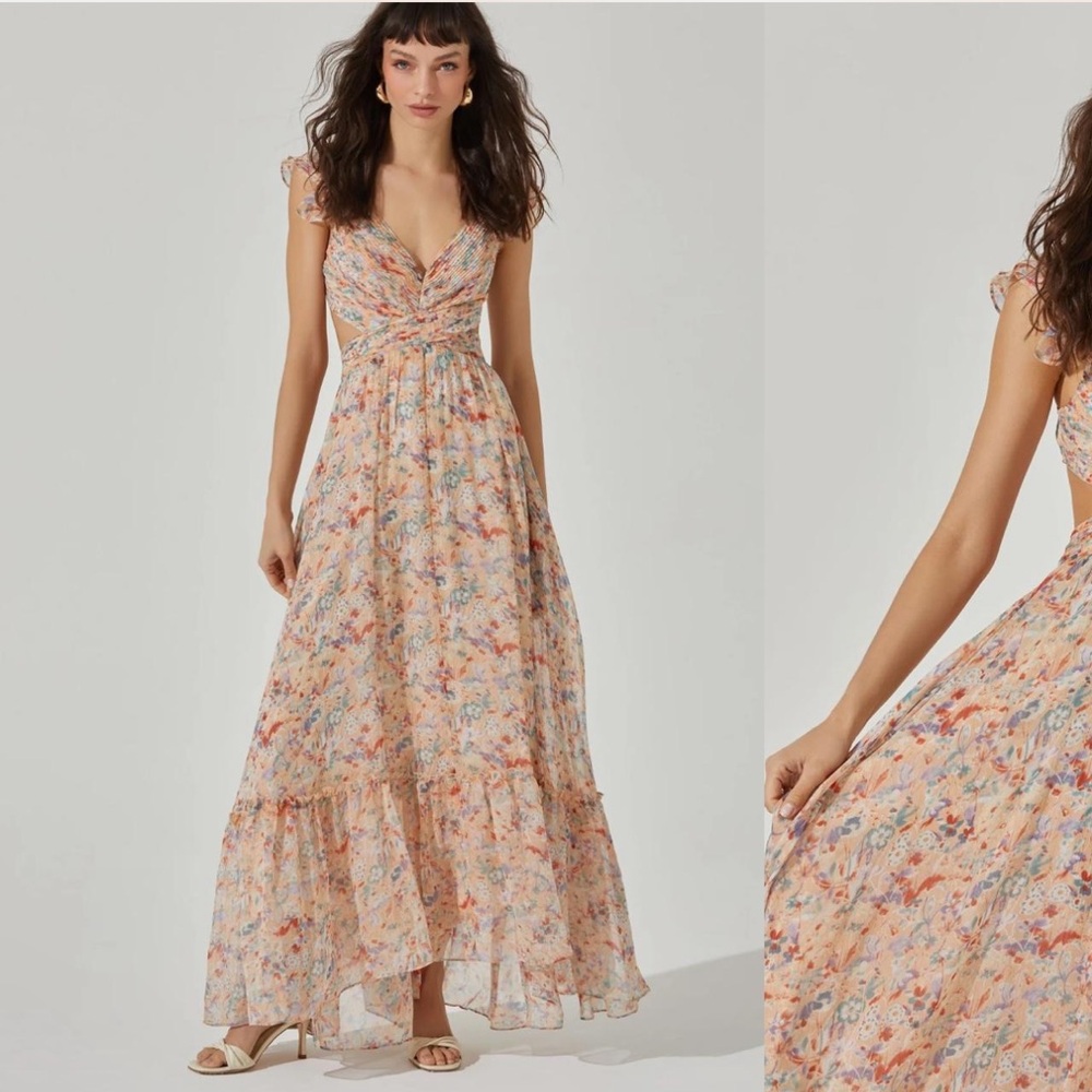 Astr Pink and Orange Ruffled Tiered Maxi Dress for Wedding Guest